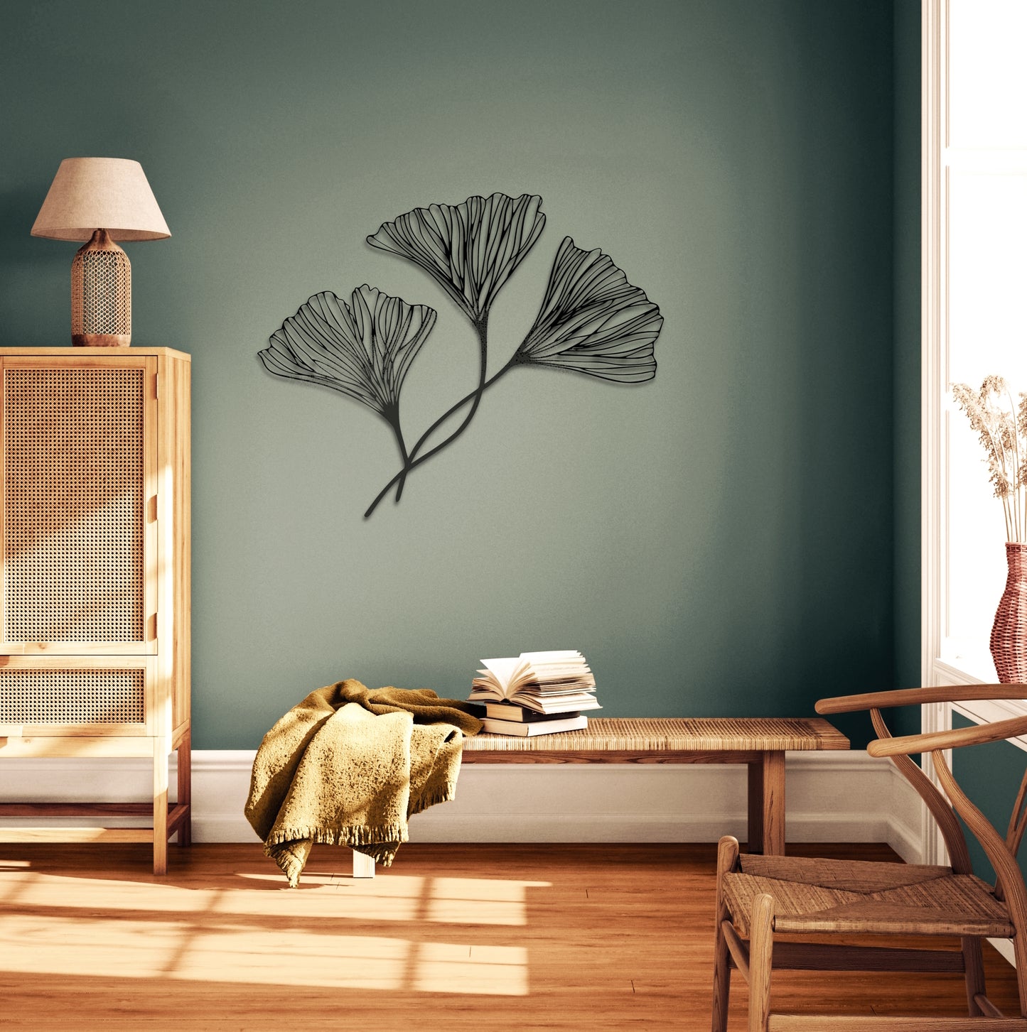 Ginkgo Biloba Leaves Metal Wall Art