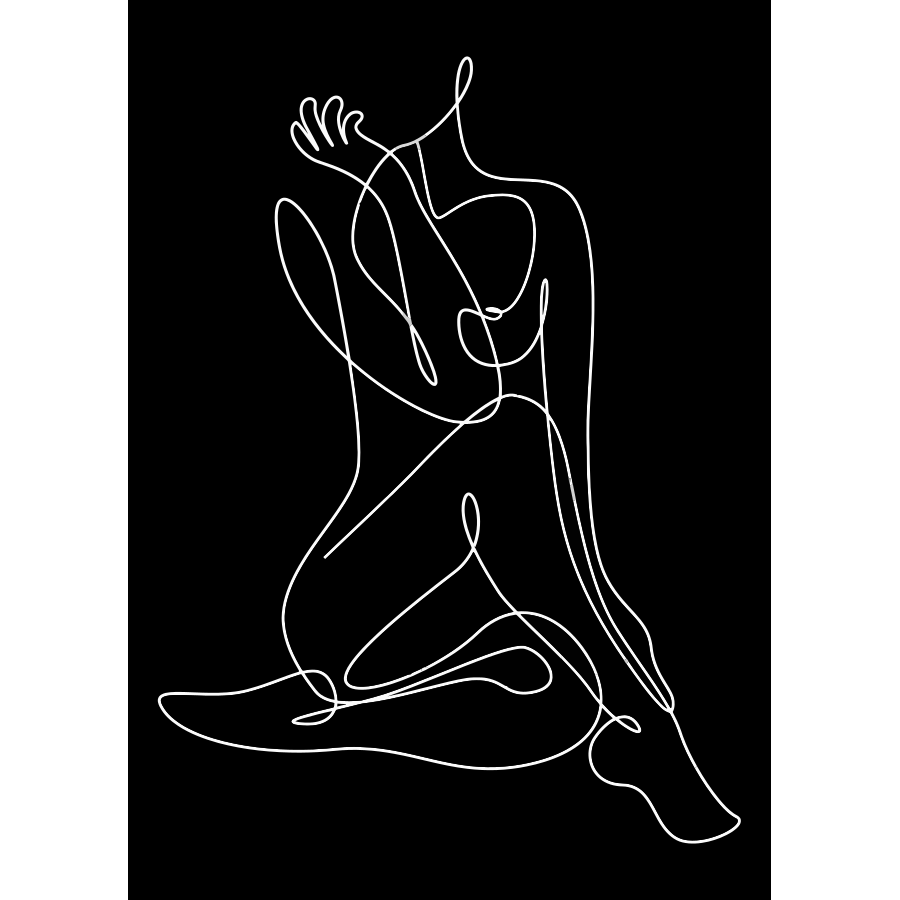 One Line Art Woman Metal Poster