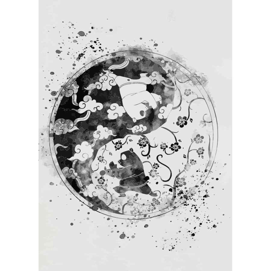 Panda Yin Yang Metal Poster