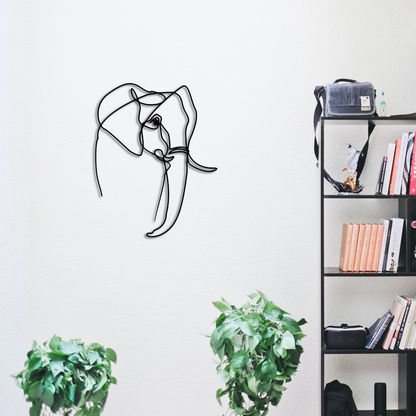 Elephant Line Metal Wall Art