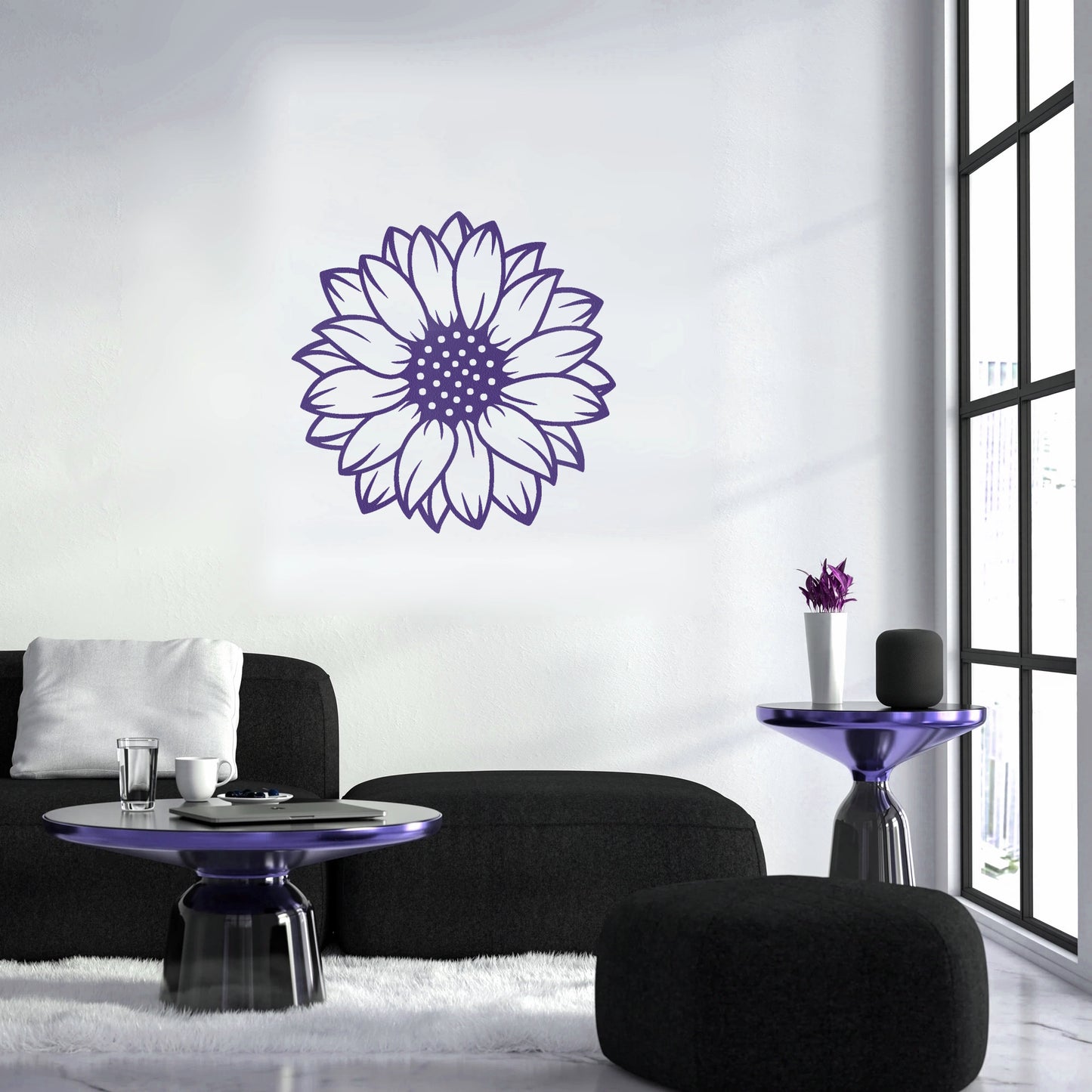 Modern Sunflower Metal Wall Art