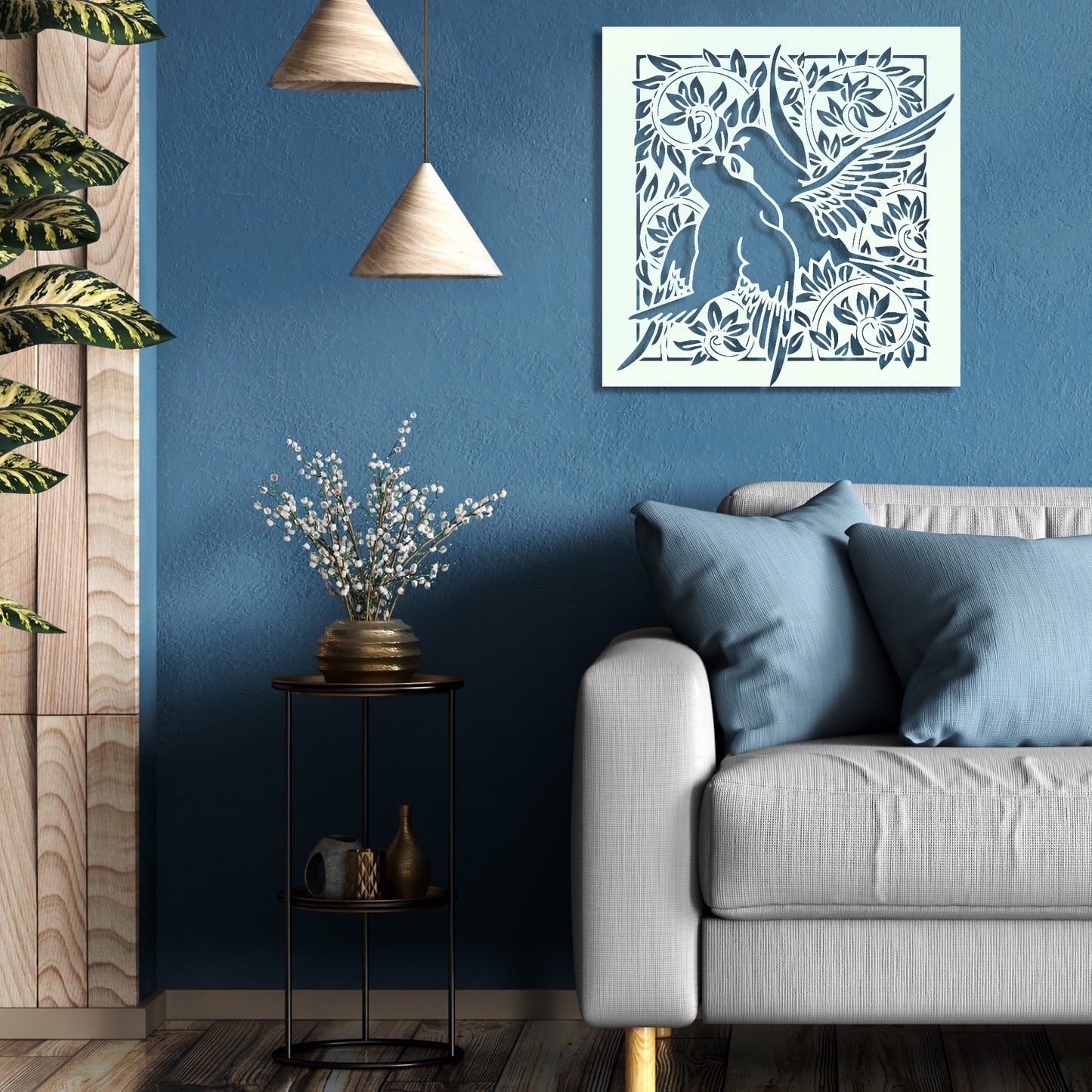 Couple Birds on a Branch Metal Wall Art