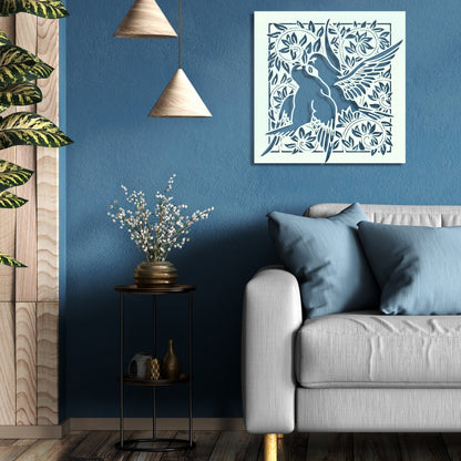 Couple Birds on a Branch Metal Wall Art