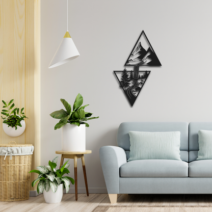 Cascade Road And Mountains Metal Wall Art